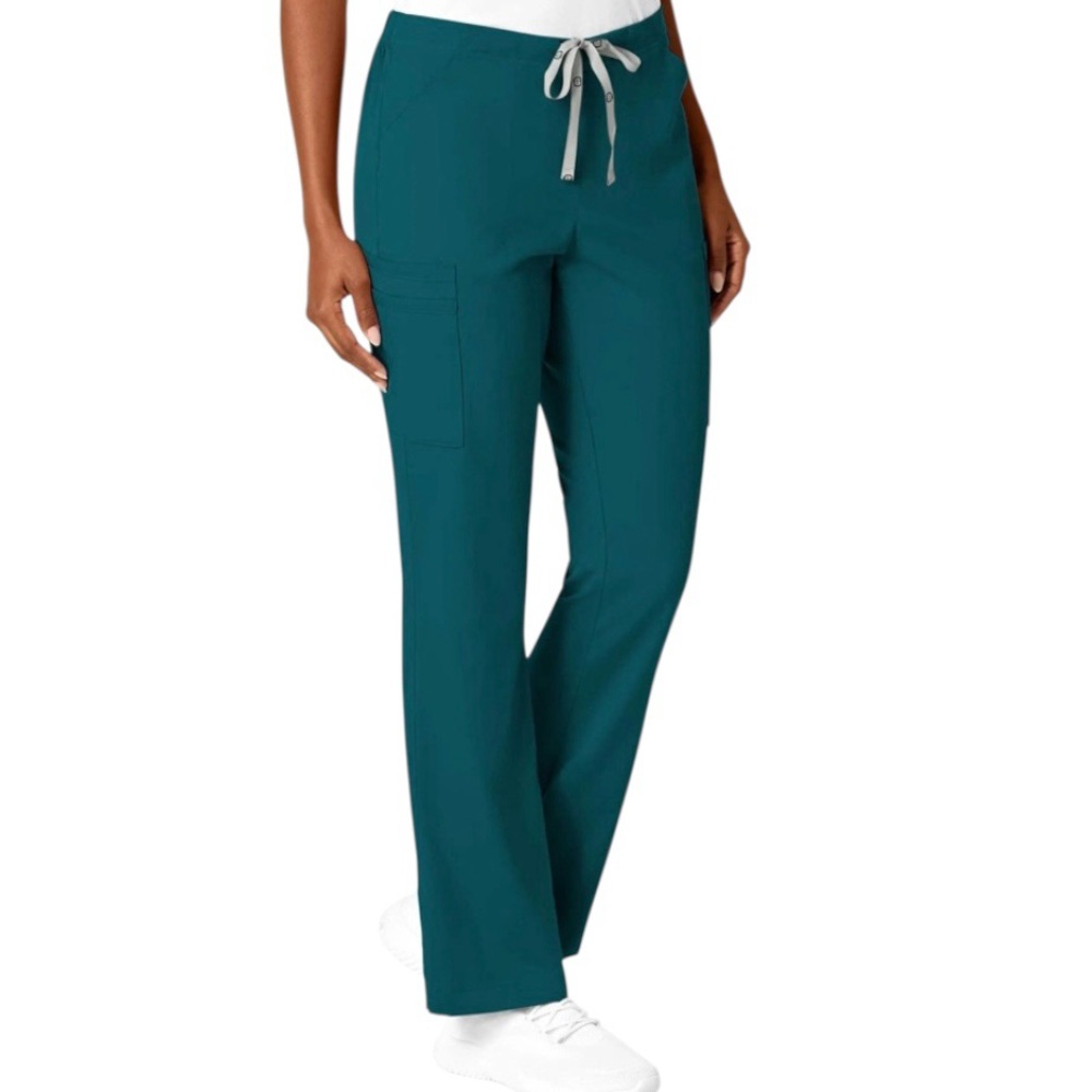WonderWink Pro Women's Flare Leg Cargo Pant Khaki Color XL Petite NEW Style 5319 - Picture 2 of 15